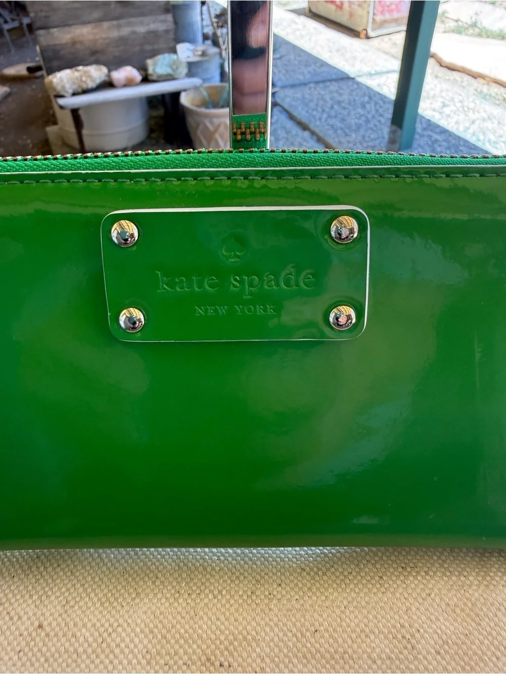 Kate Spade Vintage Floral Flap Crossbody & Green Patent Wallet Set